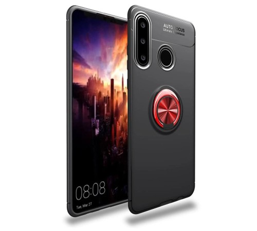 Huawei Y6P Kılıf Range Yüzüklü Silikon - Siyah-Kırmızı Huawei Y6P Kılıf Range Yüzüklü Silikon - Siyah-Kırmızı