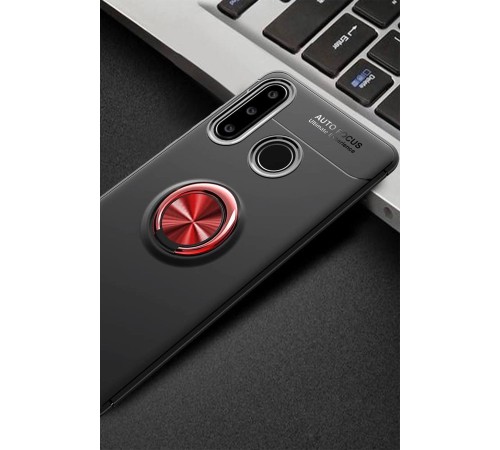 Huawei Y6P Kılıf Range Yüzüklü Silikon - Siyah-Kırmızı Huawei Y6P Kılıf Range Yüzüklü Silikon - Siyah-Kırmızı