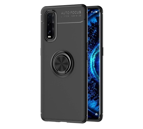Oppo Find X2 Kılıf Range Yüzüklü Silikon - Siyah Oppo Find X2 Kılıf Range Yüzüklü Silikon - Siyah