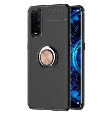Oppo Find X2 Kılıf Range Yüzüklü Silikon - Siyah-Gold