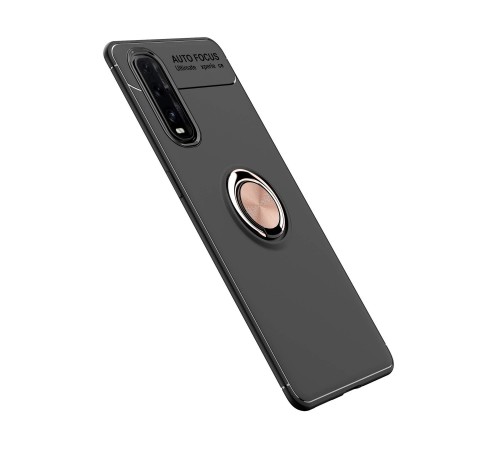 Oppo Find X2 Kılıf Range Yüzüklü Silikon - Siyah-Gold Oppo Find X2 Kılıf Range Yüzüklü Silikon - Siyah-Gold