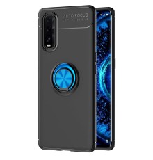 Oppo Find X2 Kılıf Range Yüzüklü Silikon - Siyah-Mavi