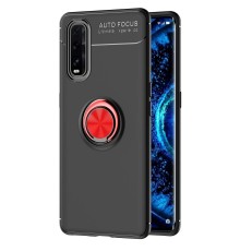 Oppo Find X2 Kılıf Range Yüzüklü Silikon - Siyah-Kırmızı