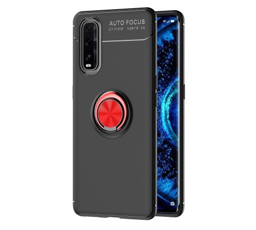 Oppo Find X2 Kılıf Range Yüzüklü Silikon - Siyah-Kırmızı Oppo Find X2 Kılıf Range Yüzüklü Silikon - Siyah-Kırmızı