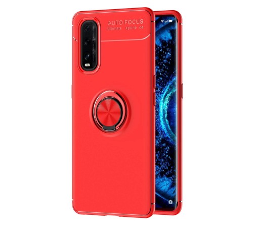 Oppo Find X2 Kılıf Range Yüzüklü Silikon - Kırmızı Oppo Find X2 Kılıf Range Yüzüklü Silikon - Kırmızı