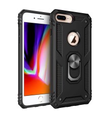 iPhone 7 Plus Kılıf Sofya Yüzüklü Silikon Kapak - Siyah