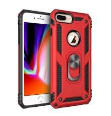 iPhone 7 Plus Kılıf Sofya Yüzüklü Silikon Kapak - Kırmızı