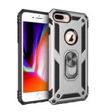 iPhone 7 Plus Kılıf Sofya Yüzüklü Silikon Kapak - Gümüş