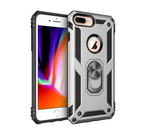 iPhone 7 Plus Kılıf Sofya Yüzüklü Silikon Kapak - Gümüş