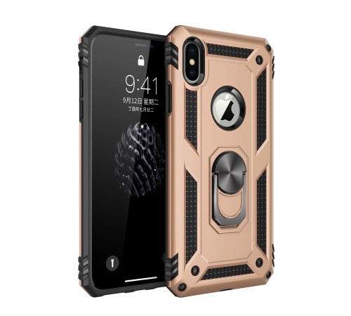 iPhone X Kılıf Sofya Yüzüklü Silikon Kapak - Gold