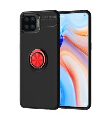 Oppo A73 Kılıf Range Yüzüklü Silikon - Siyah-Kırmızı