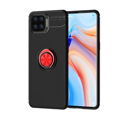 Oppo A73 Kılıf Range Yüzüklü Silikon - Siyah-Kırmızı