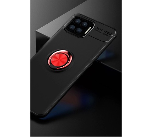 Oppo A73 Kılıf Range Yüzüklü Silikon - Siyah-Kırmızı