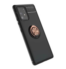 Samsung Galaxy A91 / S10 Lite Kılıf Range Yüzüklü Silikon - Siyah-Gold