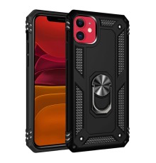 iPhone 11 Kılıf Sofya Yüzüklü Silikon Kapak - Siyah