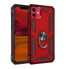 iPhone 11 Kılıf Sofya Yüzüklü Silikon Kapak - Kırmızı