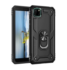 Huawei Y5P Kılıf Sofya Yüzüklü Silikon Kapak - Siyah
