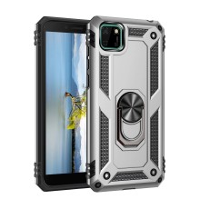 Huawei Y5P Kılıf Sofya Yüzüklü Silikon Kapak - Gümüş