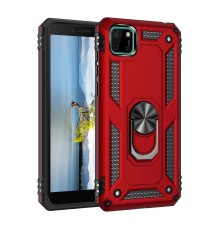 Huawei Y5P Kılıf Sofya Yüzüklü Silikon Kapak - Kırmızı