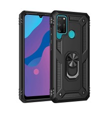 Huawei Y6P Kılıf Sofya Yüzüklü Silikon Kapak - Siyah