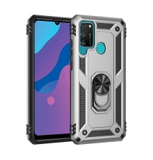 Huawei Y6P Kılıf Sofya Yüzüklü Silikon Kapak - Gümüş
