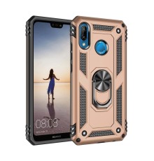Huawei P20 Lite Kılıf Sofya Yüzüklü Silikon Kapak - Gold