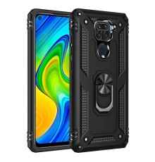 Xiaomi Redmi Note 9 Kılıf Sofya Yüzüklü Silikon Kapak - Siyah