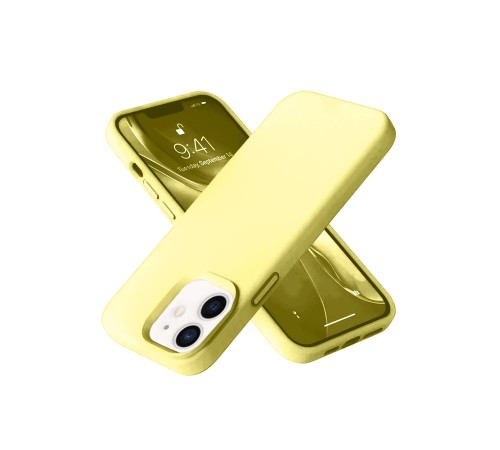 iPhone 12 Kılıf Nano içi Kadife Silikon- Sarı