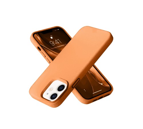 iPhone 12 Kılıf Nano içi Kadife Silikon - Turuncu
