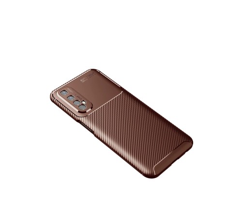 Realme 7 Kılıf Auto Focus Karbon Kapak - Kahverengi Realme 7 Kılıf Auto Focus Karbon Kapak - Kahverengi