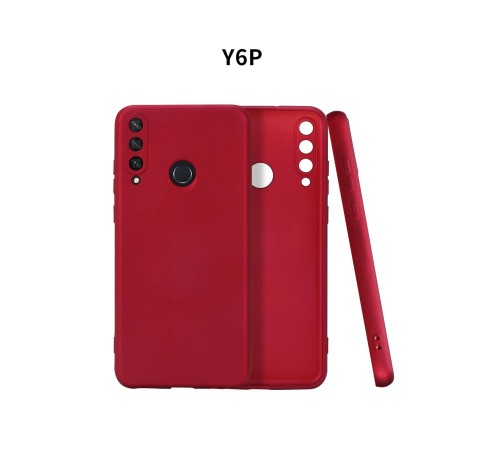 Huawei Y6P Kılıf First Silikon - Bordo