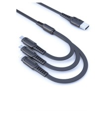 Konfulon DC19 3in1 USB Kablo 1.3M 3A - Siyah