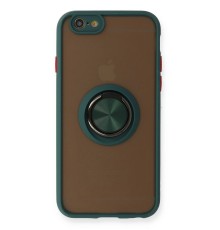 iPhone 6 Kılıf Montreal Yüzüklü Silikon Kapak - Yeşil