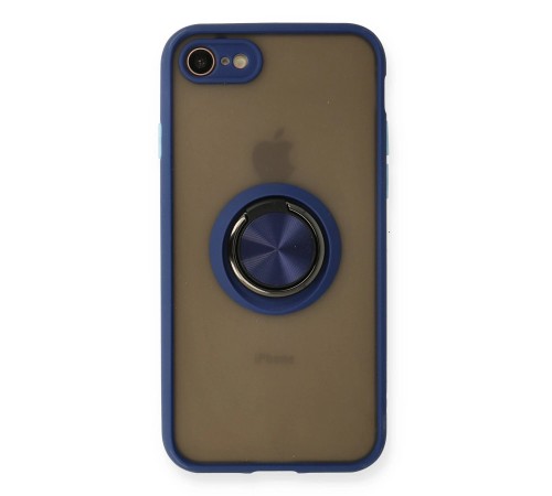 iPhone 7 Kılıf Montreal Yüzüklü Silikon Kapak - Lacivert