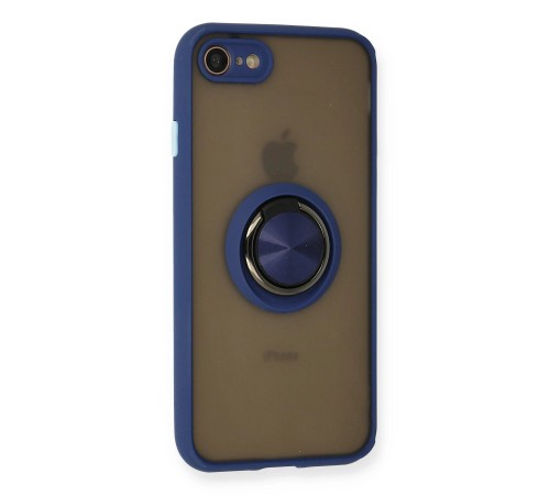 iPhone 7 Kılıf Montreal Yüzüklü Silikon Kapak - Lacivert