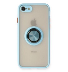 iPhone 7 Kılıf Montreal Yüzüklü Silikon Kapak - Buz Mavi
