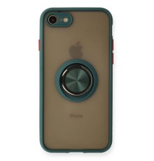 iPhone 7 Kılıf Montreal Yüzüklü Silikon Kapak - Yeşil