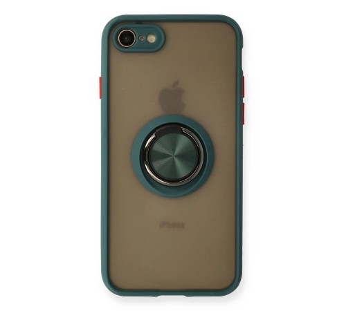 iPhone 7 Kılıf Montreal Yüzüklü Silikon Kapak - Yeşil