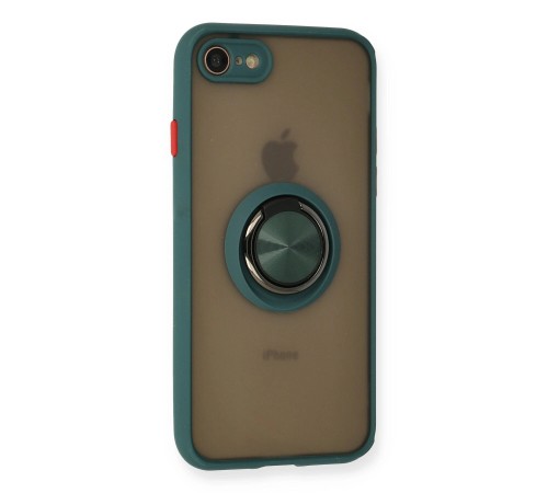 iPhone 7 Kılıf Montreal Yüzüklü Silikon Kapak - Yeşil