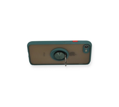 iPhone 7 Kılıf Montreal Yüzüklü Silikon Kapak - Yeşil