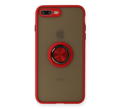 iPhone 7 Plus Kılıf Montreal Yüzüklü Silikon Kapak - Kırmızı