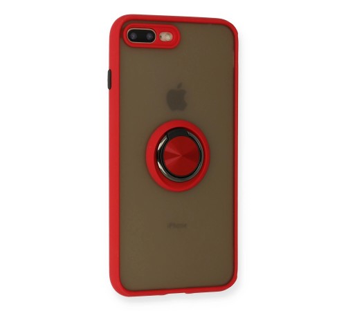 iPhone 7 Plus Kılıf Montreal Yüzüklü Silikon Kapak - Kırmızı