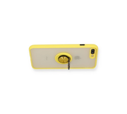iPhone 7 Plus Kılıf Montreal Yüzüklü Silikon Kapak - Sarı