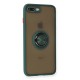 iPhone 7 Plus Kılıf Montreal Yüzüklü Silikon Kapak - Yeşil