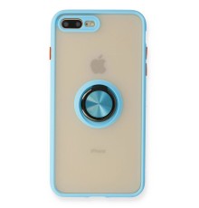 iPhone 7 Plus Kılıf Montreal Yüzüklü Silikon Kapak - Buz Mavi
