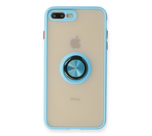 iPhone 7 Plus Kılıf Montreal Yüzüklü Silikon Kapak - Buz Mavi