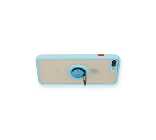 iPhone 7 Plus Kılıf Montreal Yüzüklü Silikon Kapak - Buz Mavi