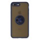 iPhone 7 Plus Kılıf Montreal Yüzüklü Silikon Kapak - Lacivert