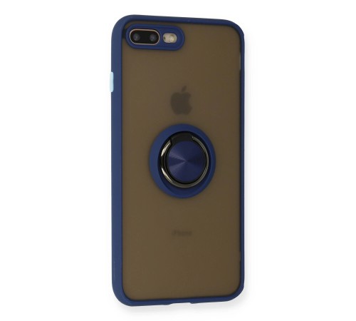 iPhone 7 Plus Kılıf Montreal Yüzüklü Silikon Kapak - Lacivert