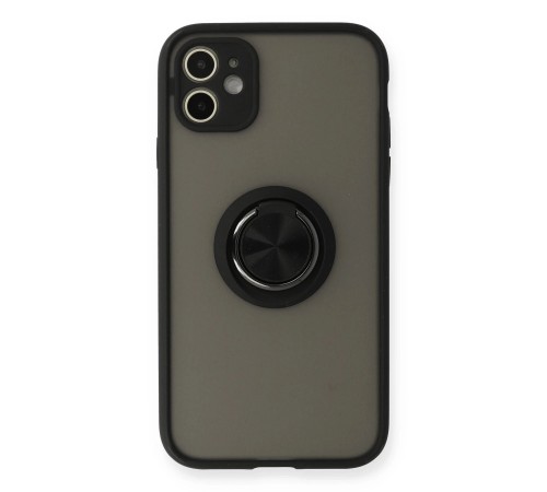 iPhone 11 Kılıf Montreal Yüzüklü Silikon Kapak - Siyah iPhone 11 Kılıf Montreal Yüzüklü Silikon Kapak - Siyah